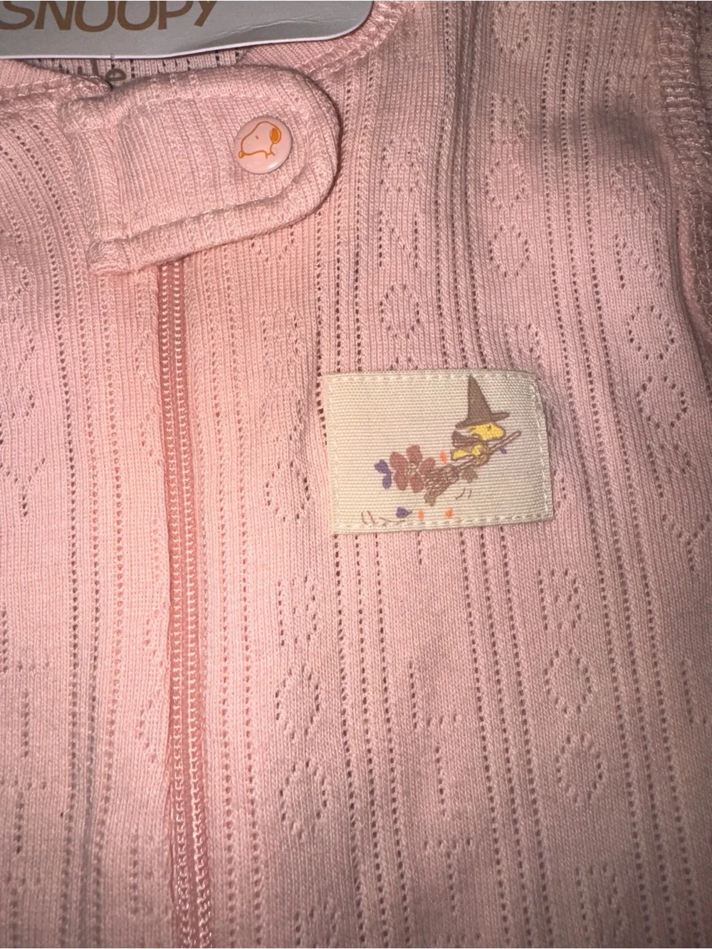 NWT Little Snoopy Peanuts Pink Pointelle Footed Sleeper 0-3M
